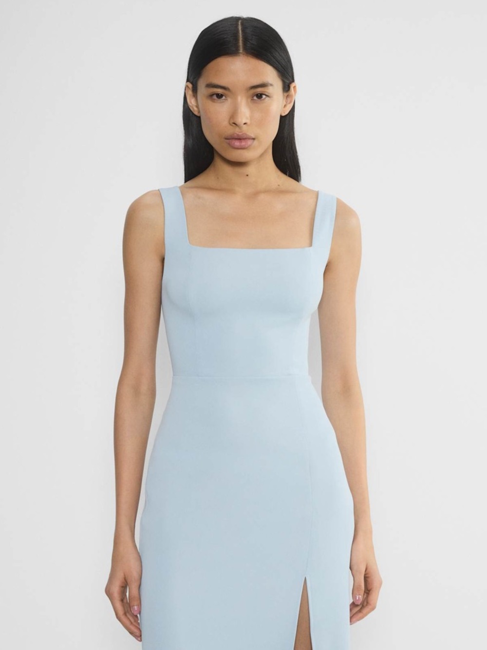 NWT Babaton 90s Slit Midi Dress Glimmer Ice Blue Size 6 - Picture 2 of 16